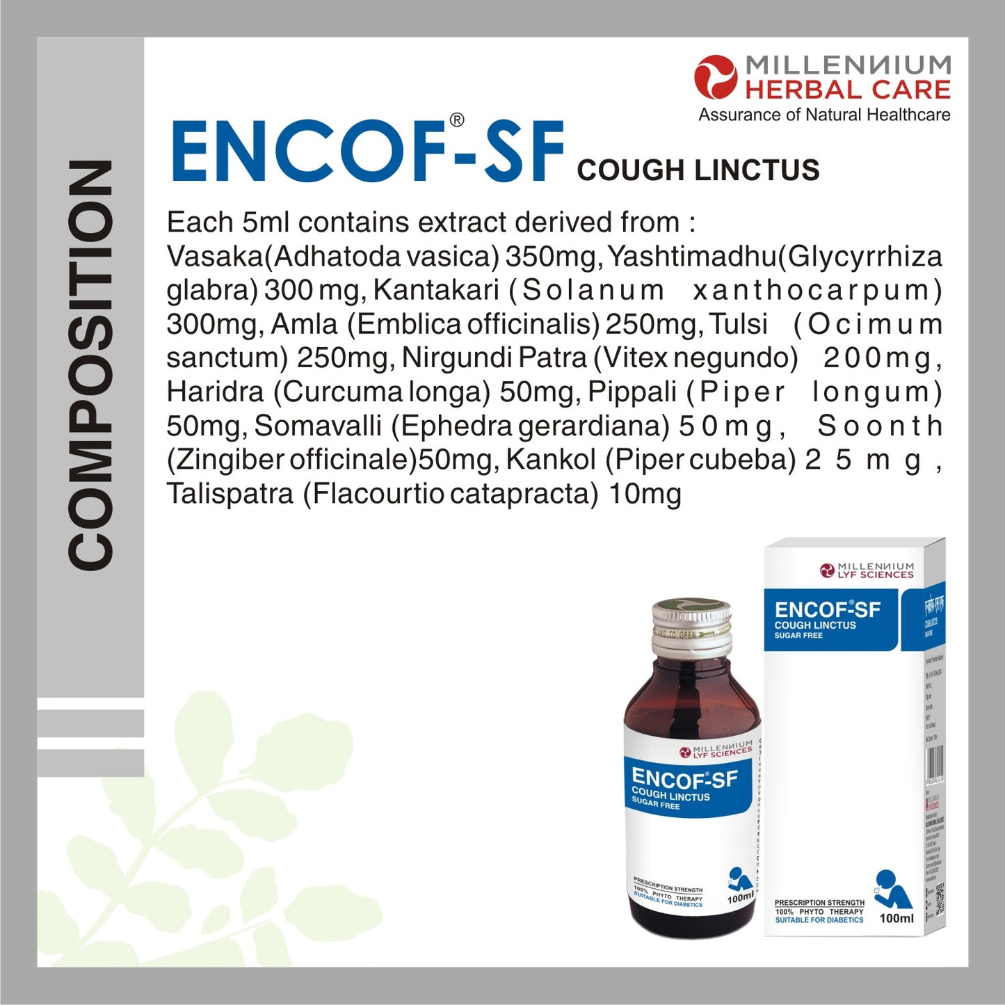 COMPOSITION OF ENCOF - SF COUGH LINCTUS