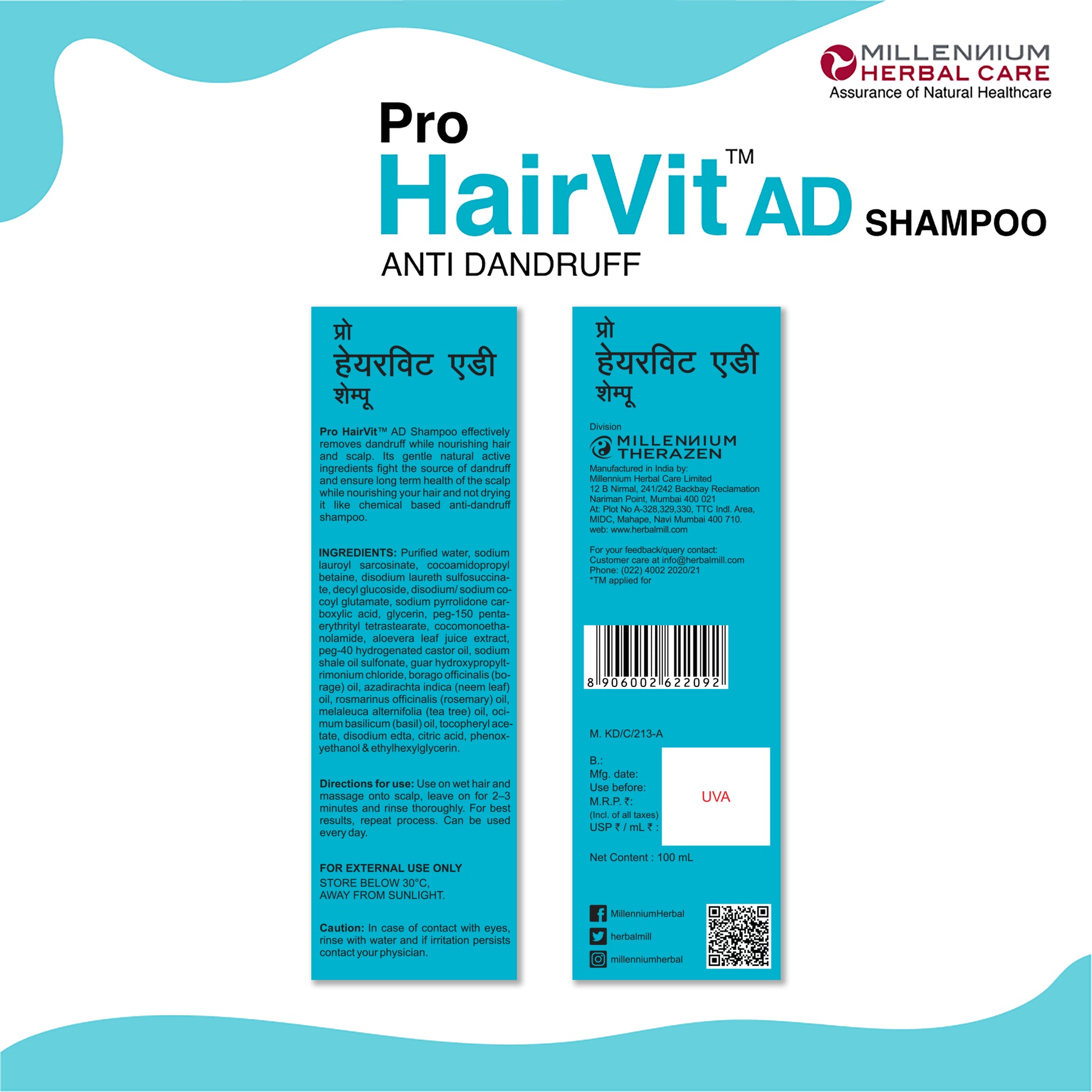 Back of the Pack for Pro Hairvit AD Shampoo
