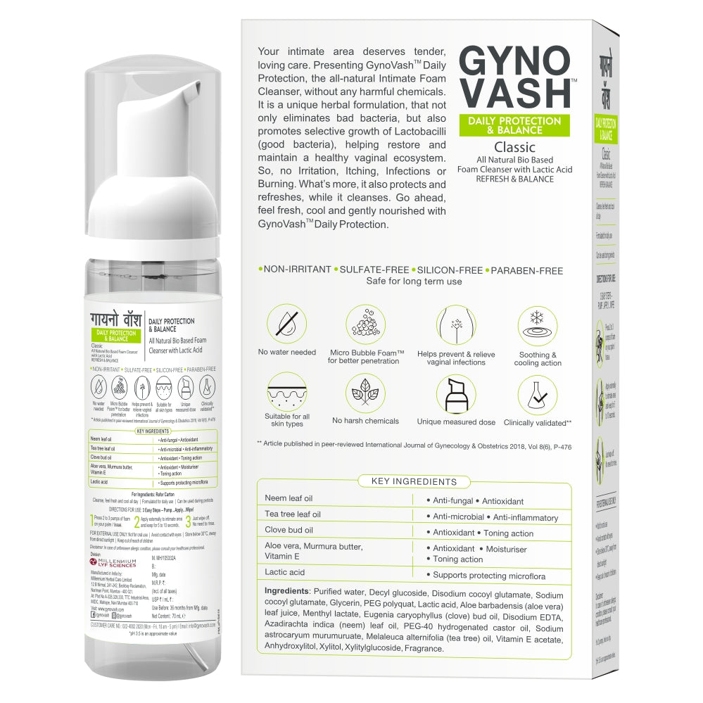 BACK IMAGE OF GYNOVASH DAILY BALANCE & PROTECTION