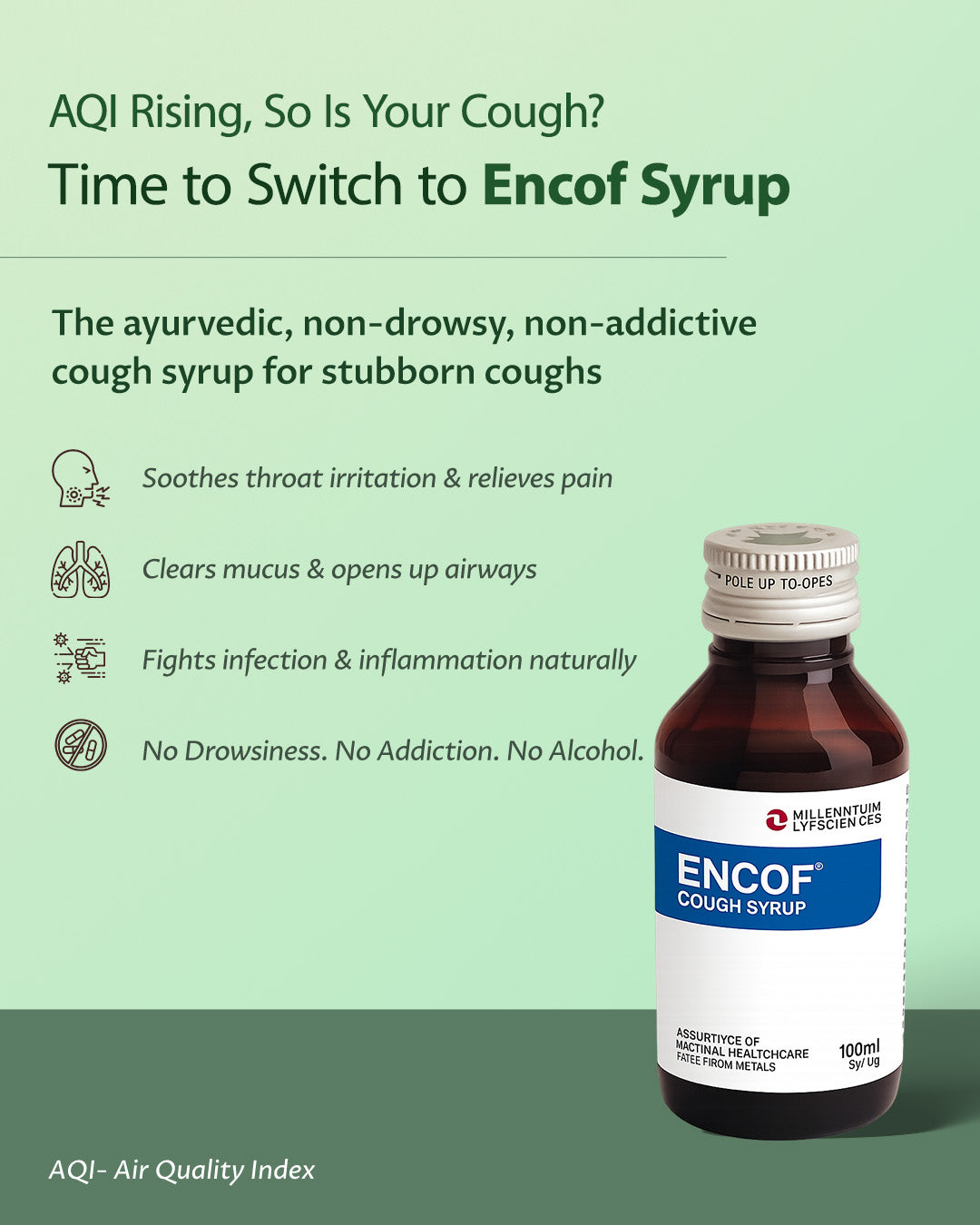 ENCOF COUGH SYRUP | 100 ml X 4 Bottles