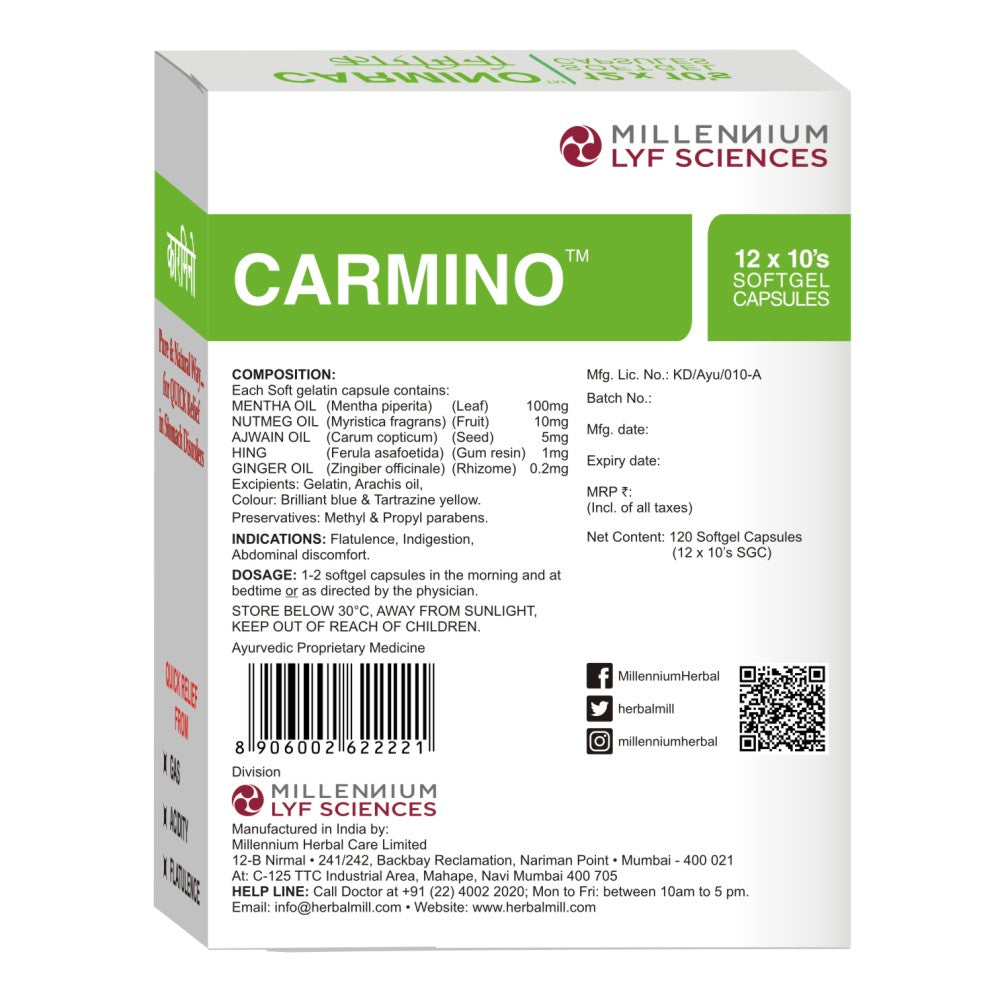 BACK PACK OF CARMINO WITH ALL MANUFACTURING DETAILS