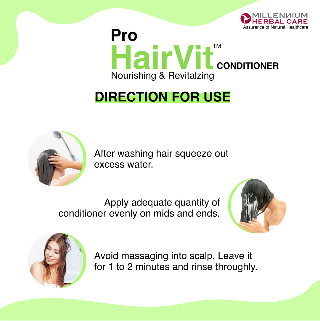 Direction of use for Pro Hairvit Conditioner