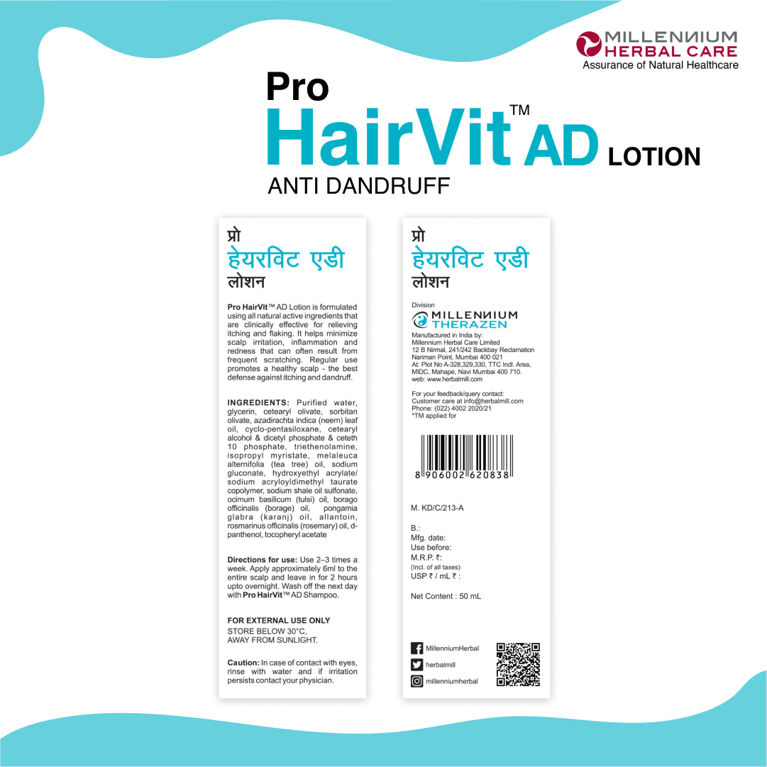 Pro Hairvit AD Lotion Back of the Pack