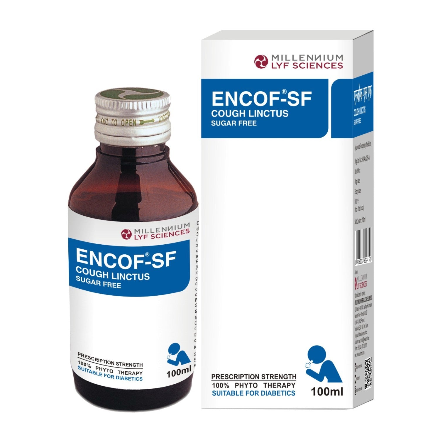 FRONT IMAGE OF ENCOF - SF COUGH LINCTUS (SUGAR FREE) | 100ML EACH (PACK OF 4)