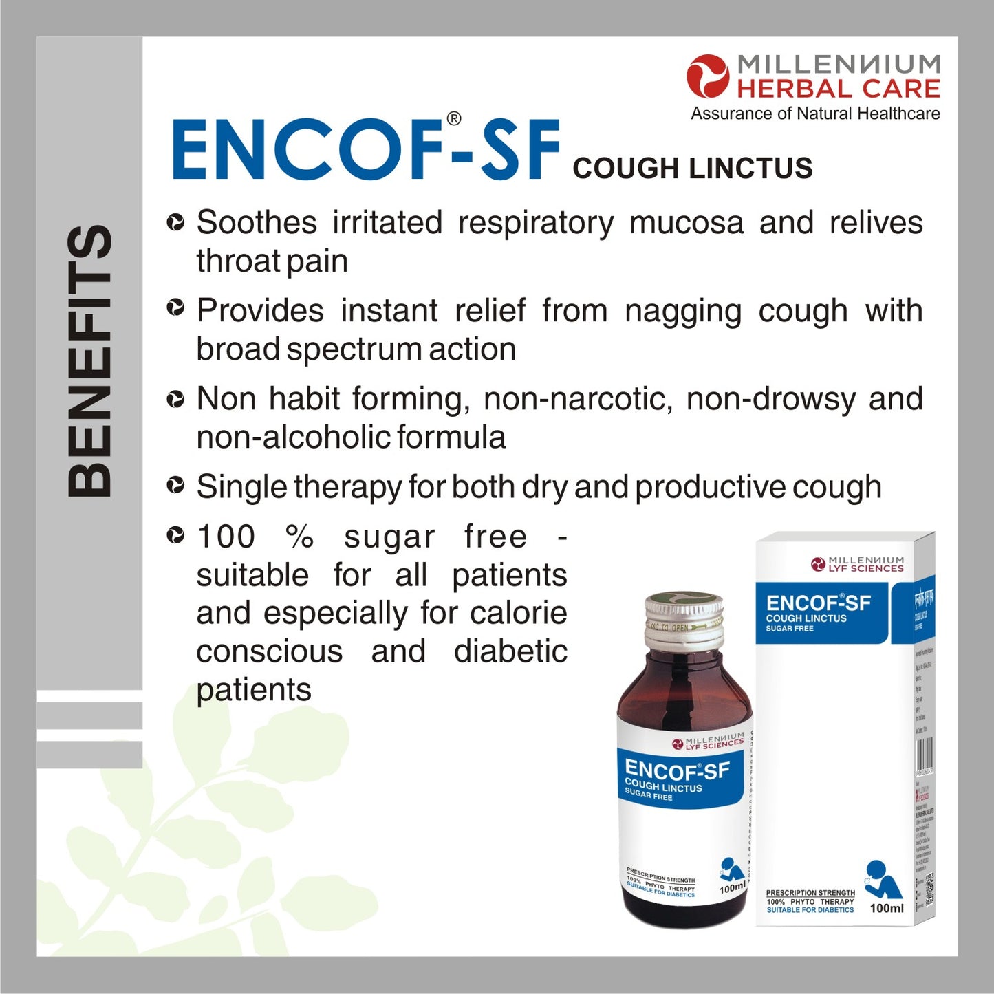 ENCOF-SF COUGH LINCTUS | 100 ml X 4 Bottles