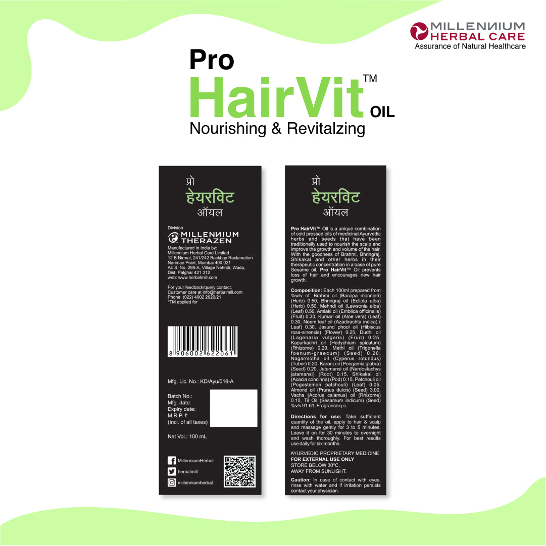 Back of the Pack of Pro Hairvit Oil