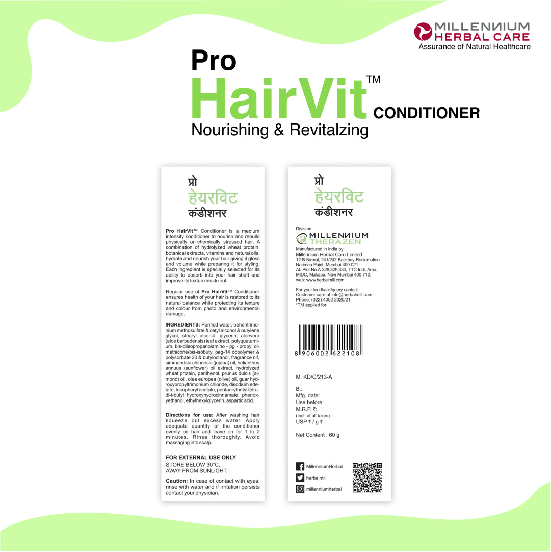Back of the Pack of Pro Hairvit Conditioner