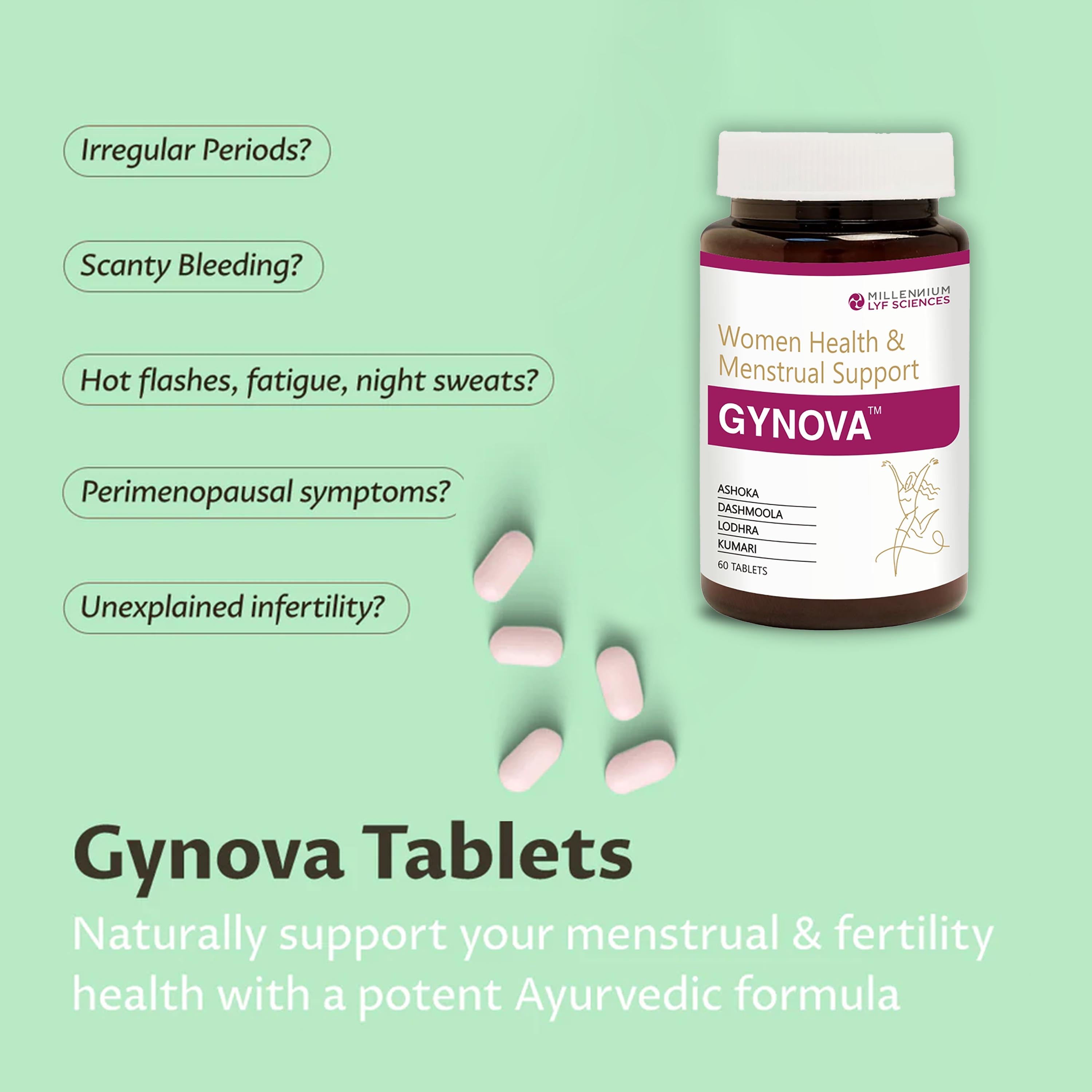 PCOS CARE COMBO - GYNOVA TABLETS (60'S) + SOMAVIT BD (60'S)