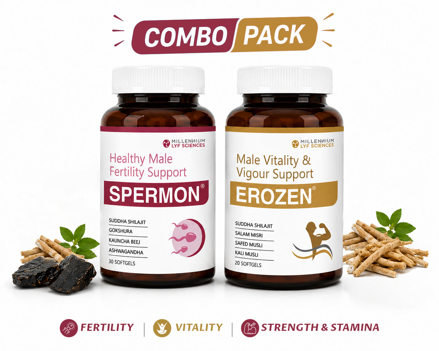 FERTILITY & VITALITY COMBO-SPERMON(30'S)+EROZEN SGC (20'S)- SOFTGELS