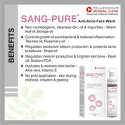 SANG-PURE CLEAR SKIN COMBO KIT | 100% Natural Care for Acne / Pimple Removal & Improving Skin Tone  | 1 Face Wash (70 ml) + 2 Bath Bars (100 gm)