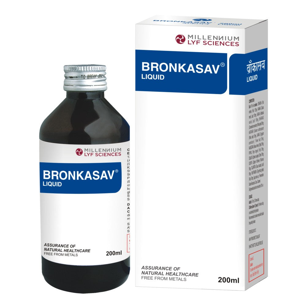 Bronkasav liquid for Asthma & Bronchitis, With Broad Spectrum Action | 200ml each (pack of 3)