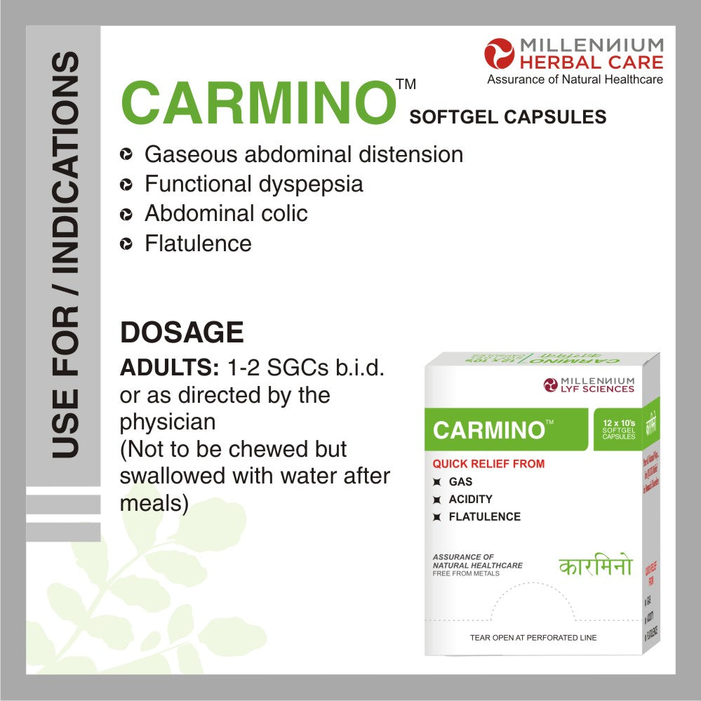 USE FOR/ INDICATION OF CARMINO