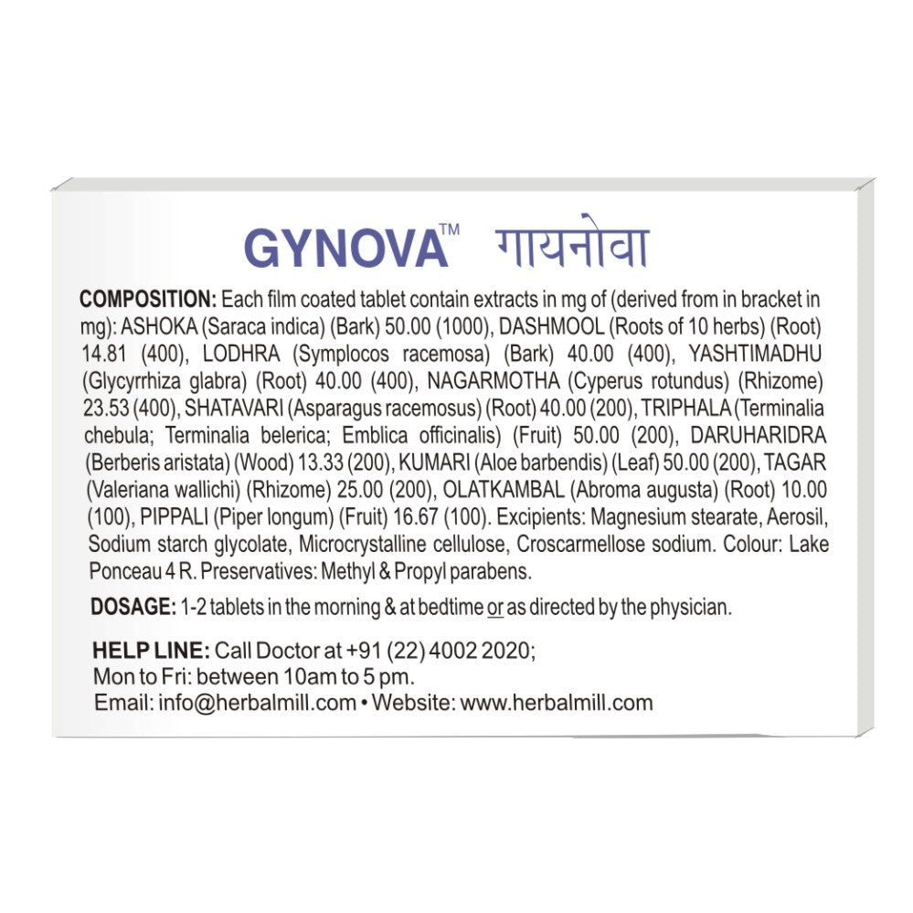 BACK IMAGE OF GYNOVA TABLETS