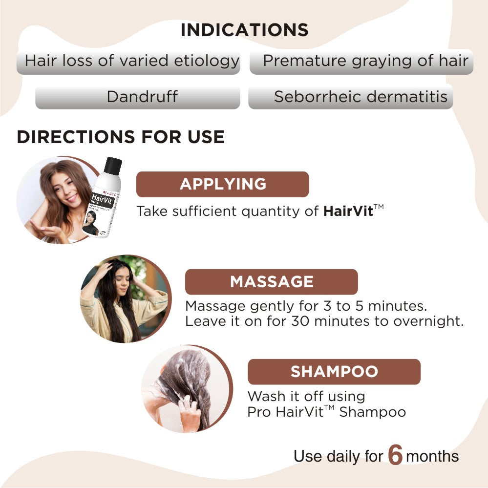 Indications and Direction of use for Hairvit Hair Oil