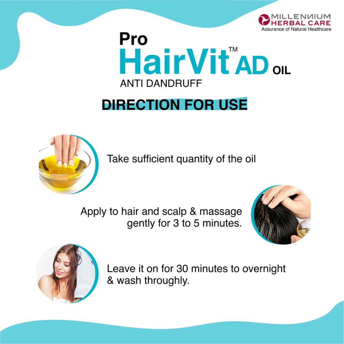 Direction For Use of Pro Hairvit AD Oil