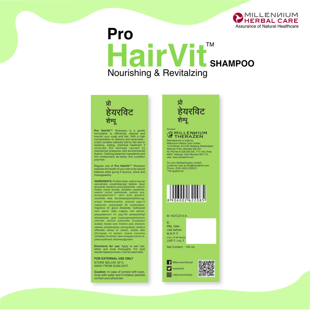 Back of the Pack of Pro Hairvit Shampoo